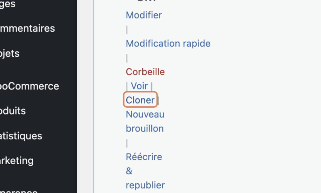 Cloner une page WordPress